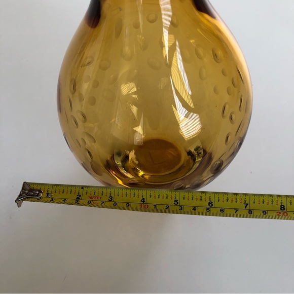 Large Crate & Barrel Amber Vase with circle indents 11x7 - Picture 11 of 12